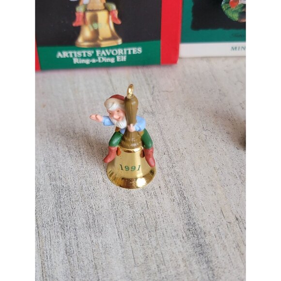 Hallmark miniature elf Woods Bell variety ornament Xmas set - Picture 3 of 5